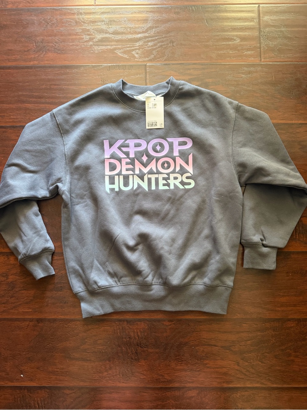H&M Gray KPOP Demon Hunters Crewneck Sweatshirt with Pastel Graphic